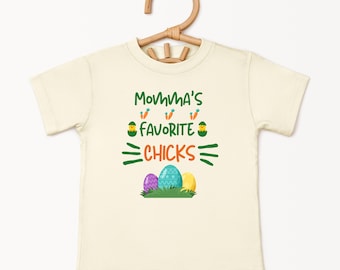 Camiseta de Pascua para niños, pollitos favoritos de mamá, camiseta de Pascua para niños, linda Pascua, camiseta divertida de Pascua, Pascua a juego, Pascua para bebés