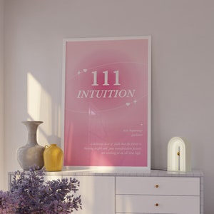 111 Pink Wall Art Trendy Pink 111 Aura Poster Pink 111 Angel Number Print Pink Bedroom Decor 111 Canvas