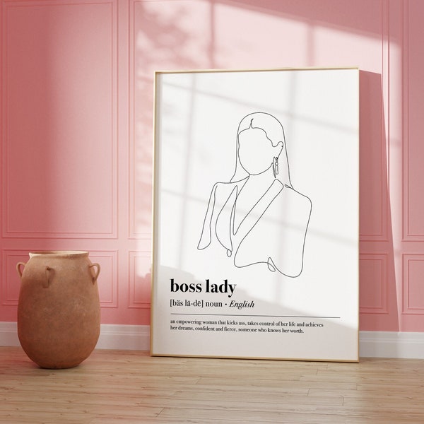 Boss Lady Definition Wall Art Home Office Print Office Decor for Her Gift for Boss Lady Minimalist Office Prints