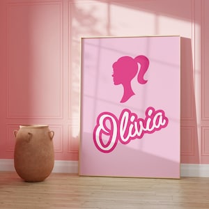 Barb Personalised Name Print Barb Poster Custom Barb Girls Bedroom Decor Pink Barb Birthday Prints