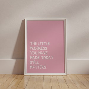 Cute Quote Print Pink Wall Art Girl Room Pink Wall Decor Minimalist Quote Poster Pink Happy Wall Print Light Pink Saying Poster