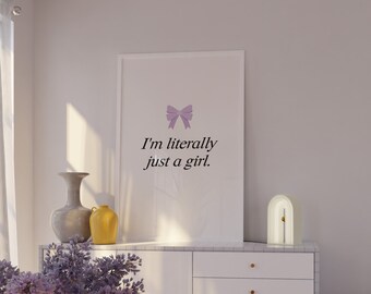 Impression murale Je ne suis vraiment qu'une fille Impression noeud violet tendance Art mural esthétique preppy Poster Je ne suis qu'une fille Impression coquette violet