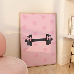 Coqueta mancuerna impresión moda gimnasio chica cartel rosa niñas gimnasio pared decoración rosa gimnasio chica pared arte gimnasio chica habitación decoración lindo gimnasio chica estética
