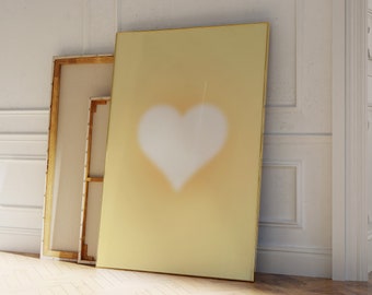 Yellow Wall Art Decor Yellow Heart Poster Yellow Trendy Room Decor Yellow Girl Room Decor Calming Yellow Art Print