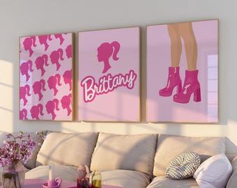 Set di poster con stampa personalizzata del nome Barb, decorazioni per la camera da letto delle bambine Barb, stampe di compleanno Barb, poster di Barb per la festa di compleanno, download digitale