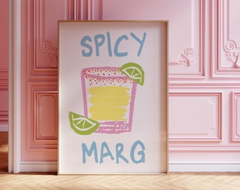 Spicy Marg Print Kitchen Cocktail Poster Living Room Decor Margarita Wall Print Spicy Marg Art Print Trendy Kitchen Decor