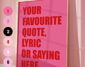 Stampa con citazione personalizzata Stampa rosa e rossa Stampa con testo personalizzato Stampa con testo personalizzato rosa Arte murale stampabile Citazione rosa Arte murale digitale Download