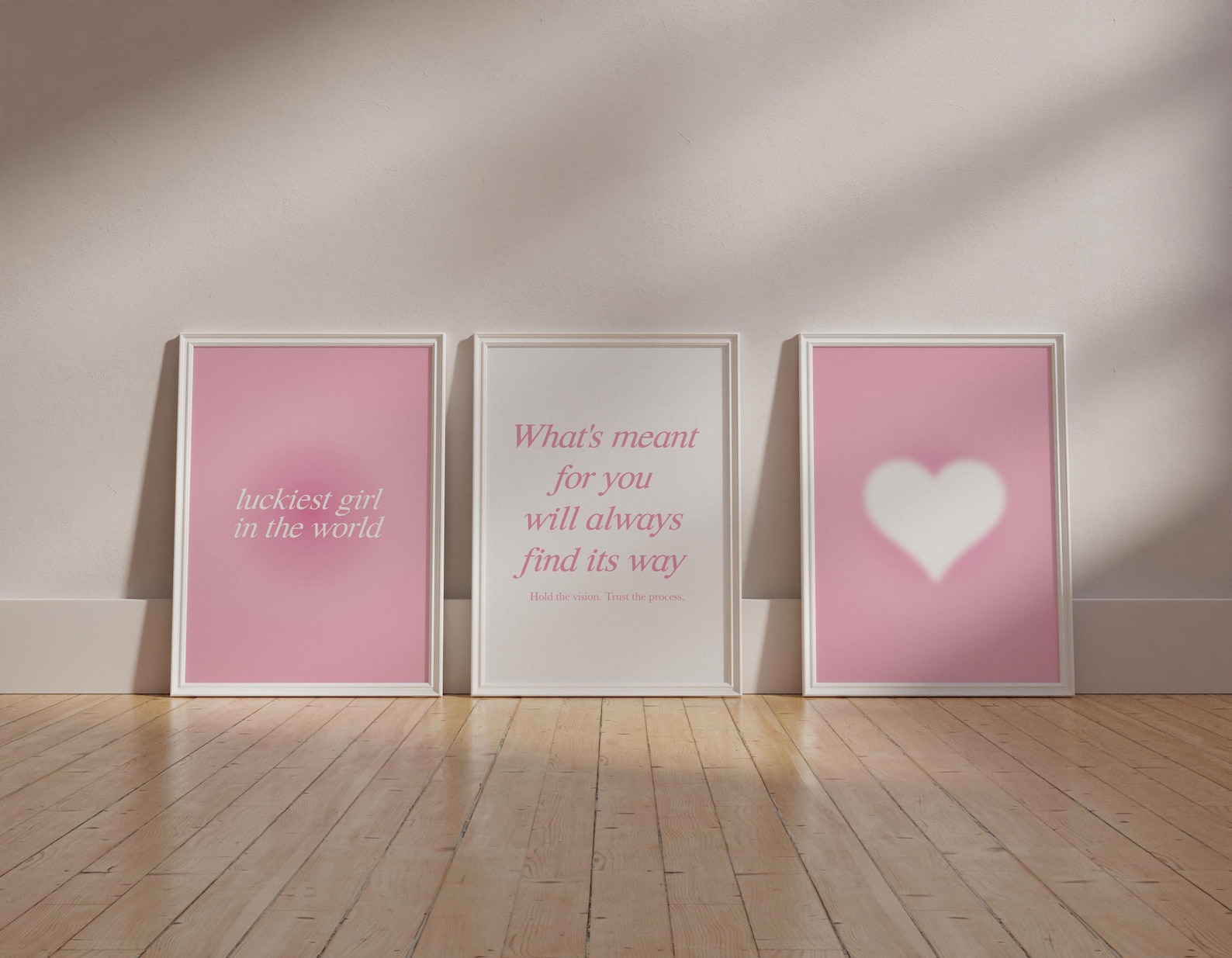 Pink Aura Wall Art Set of 3 Pink Prints for Dorm Wall Decor Pink Room ...