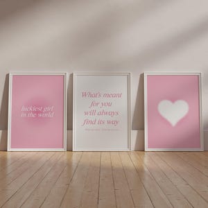 Ensemble de 3 oeuvres d'art mural Aura rose pour dortoir Décoration murale rose Esthétique rose pour appartement d'université Art mural 3 pièces rose