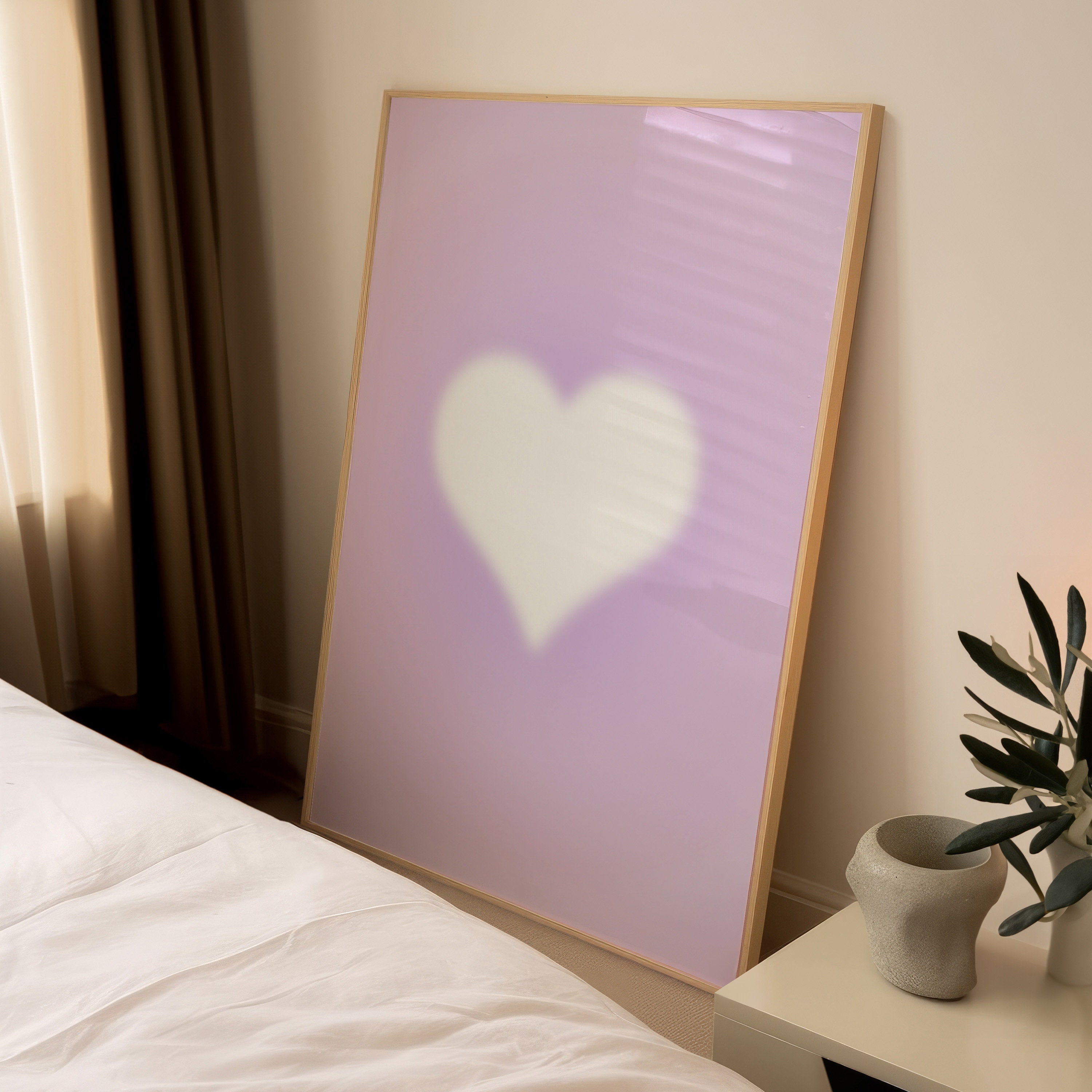 Lila Herz Aura Druck Lila Aura Wand Kunst Lila Herz Poster Lila Herz Druck Spiritueller lila