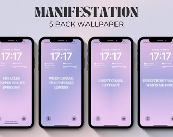 Purple Manifestation Affirmations Phone Wallpaper (Digital Download)