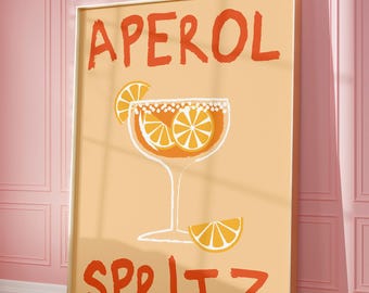Aperol Spritz Print | Trendy Cocktail Bar Decor (Digital Download)