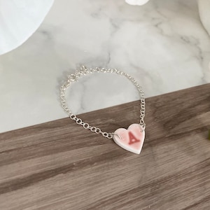 Personalized Heart Bracelet: Sterling Silver & Ceramic-Effect Polymer Clay