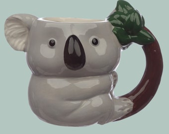 Jolie nouveauté en forme de koala Mug en céramique koala Mug animal Mug animalier cadeau Mug amoureux des animaux présent amusant koala tasse à café grand cadeau d'anniversaire