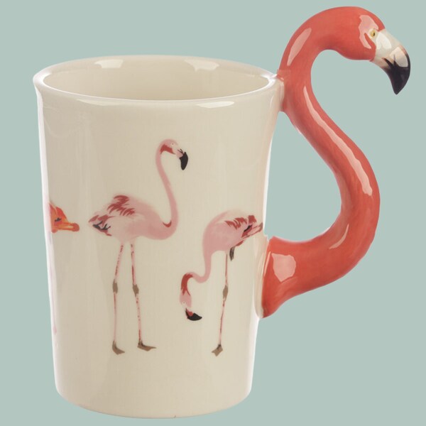 Mug en forme de flamant rose avec anse flamant rose