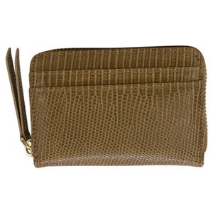 Bolsa pequena com zíper e estampa de cobra marrom
