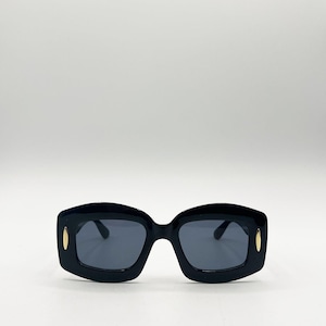 Oversized Chunky Rectangle Sunglasses in Black