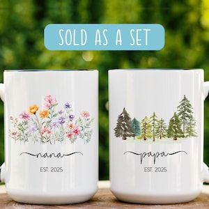 Tasse papa et papa pour la première fois personnalisées Mugs année papa et papa pour la première fois Mugs nouveaux grands-parents Noël 2025, faire-part de grossesse pour grands-parents Gigi