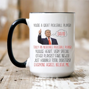 Funny Custom Pickleball Player Trump Mug Sports Trump Mug Gift Funny Gifts to Pickleball Player Trump Coffee Cup Christmas Gift Him Trump