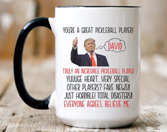 Funny Custom Pickleball Player Trump Mug Sports Trump Mug Gift Funny Gifts to Pickleball Player Trump Coffee Cup Christmas Gift Him Trump