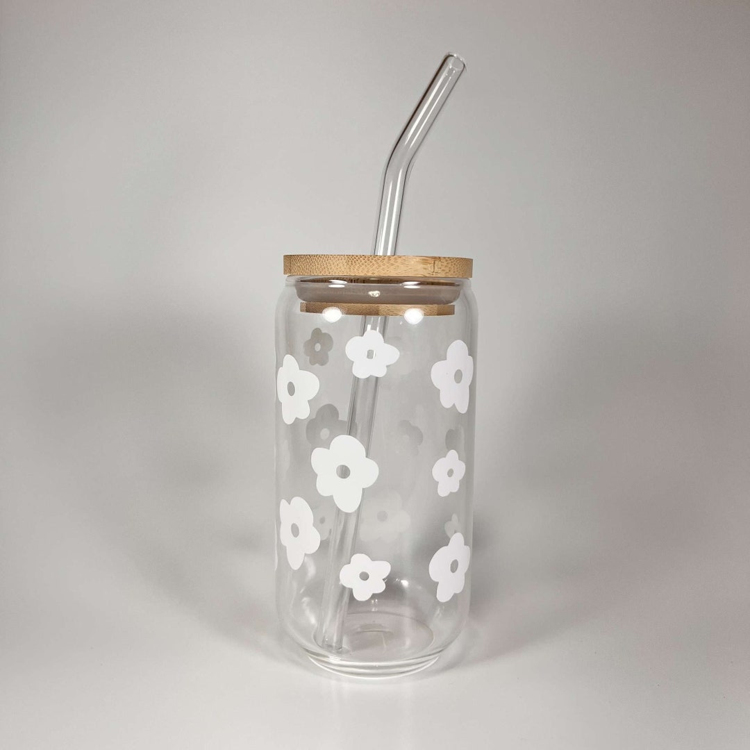 Retro Daisy Glass Floral Cup Floral Glass Flower Cup Etsy