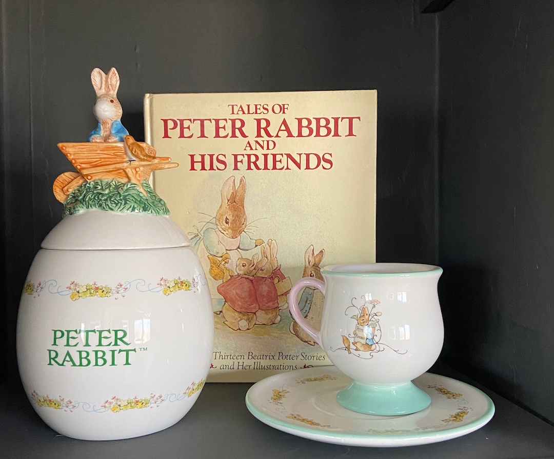 4 Piece Peter Rabbit - Beatrix Potter- Set of Porcelain + Tales of ...