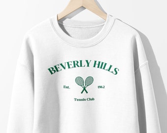 Beverly Hills Tennis Club Embroidered Sweatshirt, Tennis Sweatshirt, Tennis Club Sweatshirt, Embroidered Crewneck, Sweatshirts for Women