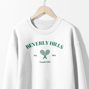 Beverly Hills Tennis Club Embroidered Sweatshirt, Tennis Sweatshirt, Tennis Club Sweatshirt, Embroidered Crewneck, Sweatshirts for Women