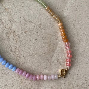 Pastel Rainbow Hand Knotted Gemstone Necklace