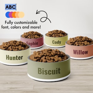Custom Pet Bowl with Name | Personalized Stainless Steel Dog or Cat Dish | Food or Water Bowl | Cute Pet Gift | Custom Pet Accessories