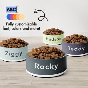 Personalized Pet Bowl | Custom Dog or Cat Dish with Name | Cute Food or Water Bowl | Choose Fonts & Colors | Gift for Pet Parents