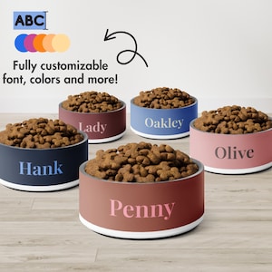 Custom Pet Bowl with Name, Personalized Dog or Cat Bowl, Stainless Steel Food or Water Dish, Gift for Pet Owners, Customizable Colors