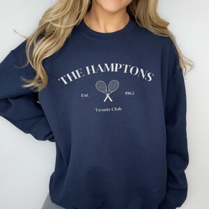 The Hamptons Embroidered Sweatshirt, Tennis Club Sweatshirt, Embroidered Crewneck, Tennis Aesthetic, Preppy Sweatshirt, Gifts for Her