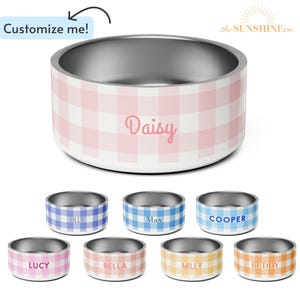 Custom Plaid Pet Bowl with Name, Personalized Dog Bowl with Name, Dog Food Bowl, Dog Water Bowl, Gift for Pet Lovers, Custom Gift for Dogs