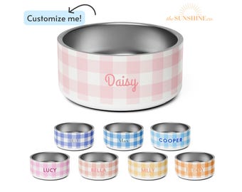 Custom Plaid Pet Bowl with Name, Personalized Dog Bowl with Name, Dog Food Bowl, Dog Water Bowl, Gift for Pet Lovers, Custom Gift for Dogs
