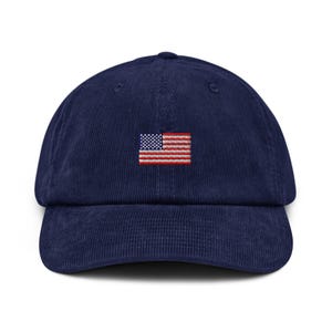 USA Corduroy Hat | American Flag Embroidered Dad Cap | 4th of July Hat | Patriotic Hat | Vintage USA Baseball Cap | Independence Day Hat