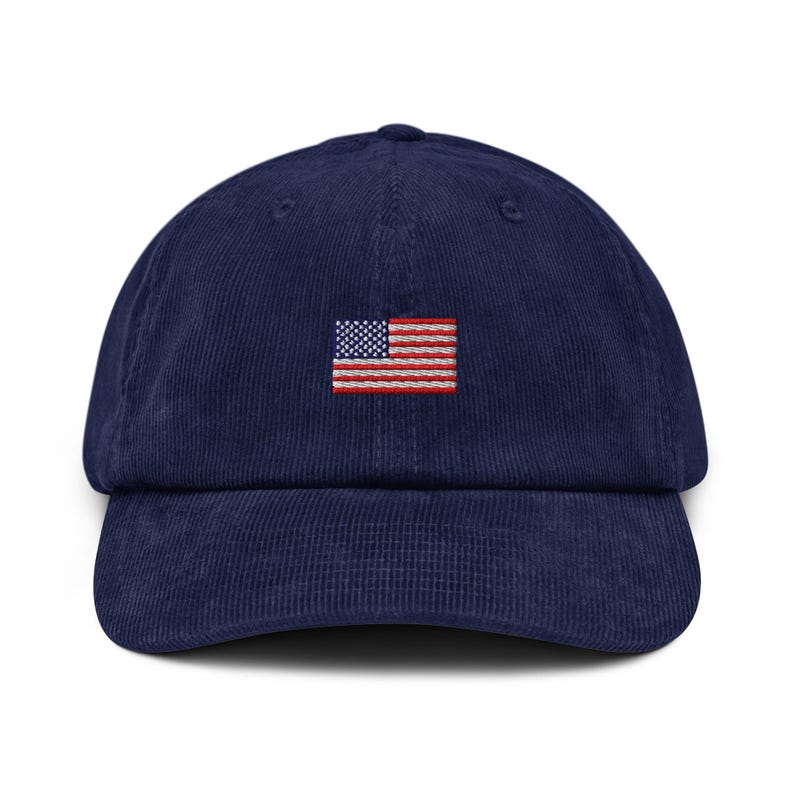 USA Corduroy Hat | American Flag Embroidered Dad Cap | 4th of July Hat | Patriotic Hat | Vintage USA Baseball Cap | Independence Day Hat