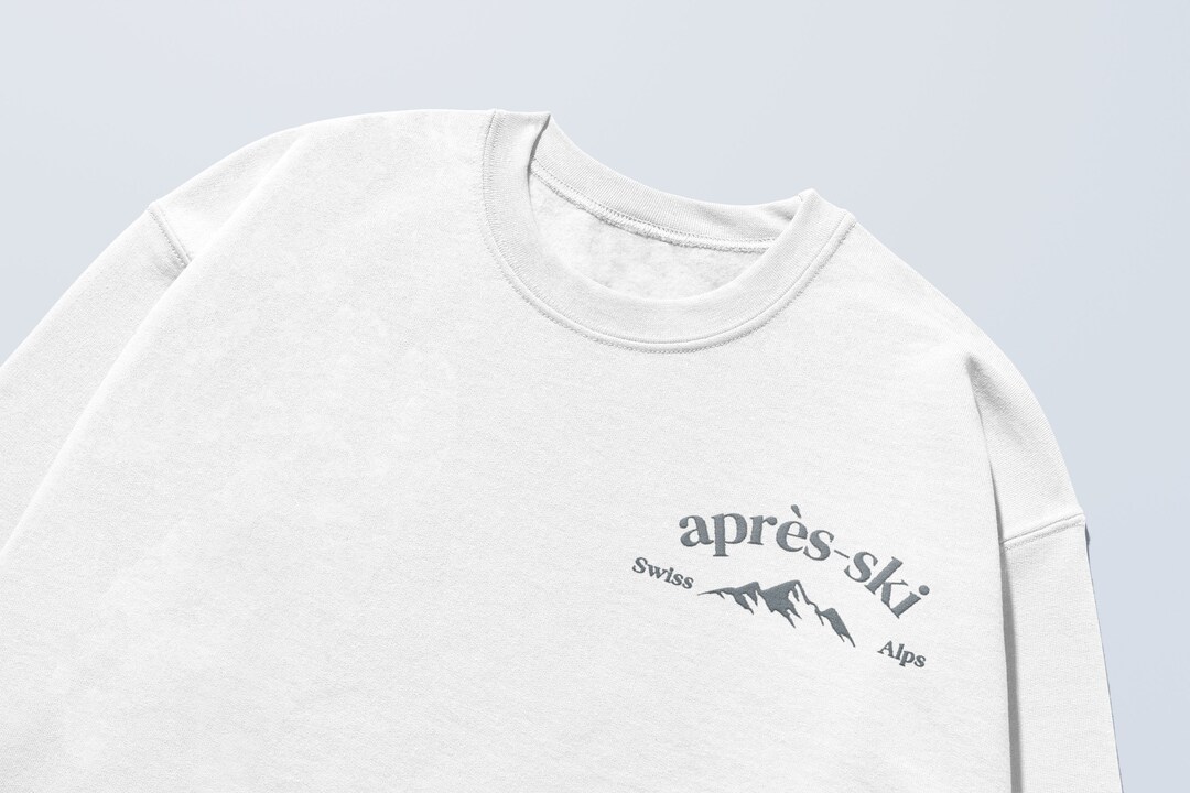 Apres Ski Embroidered Sweatshirt, Ski Crewneck, Preppy Ski