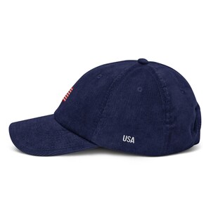 USA Corduroy Hat | American Flag Embroidered Dad Cap | 4th of July Hat | Patriotic Hat | Vintage USA Baseball Cap | Independence Day Hat