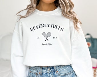 Beverly Hills Tennis Club Sweatshirt, Country Club Sweatshirt, Graphic Crewneck Sweatshirt, Preppy Sweatshirt, Tennis Aesthetic Sweatshirt