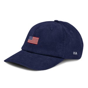 USA Corduroy Hat | American Flag Embroidered Dad Cap | 4th of July Hat | Patriotic Hat | Vintage USA Baseball Cap | Independence Day Hat
