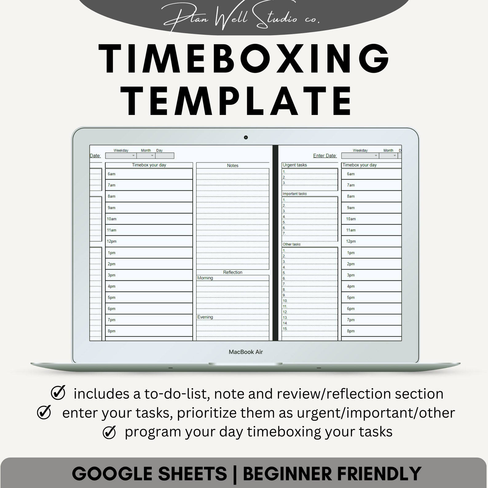Timeboxing Template Excel Google Sheet Time Boxing & to Do - Etsy