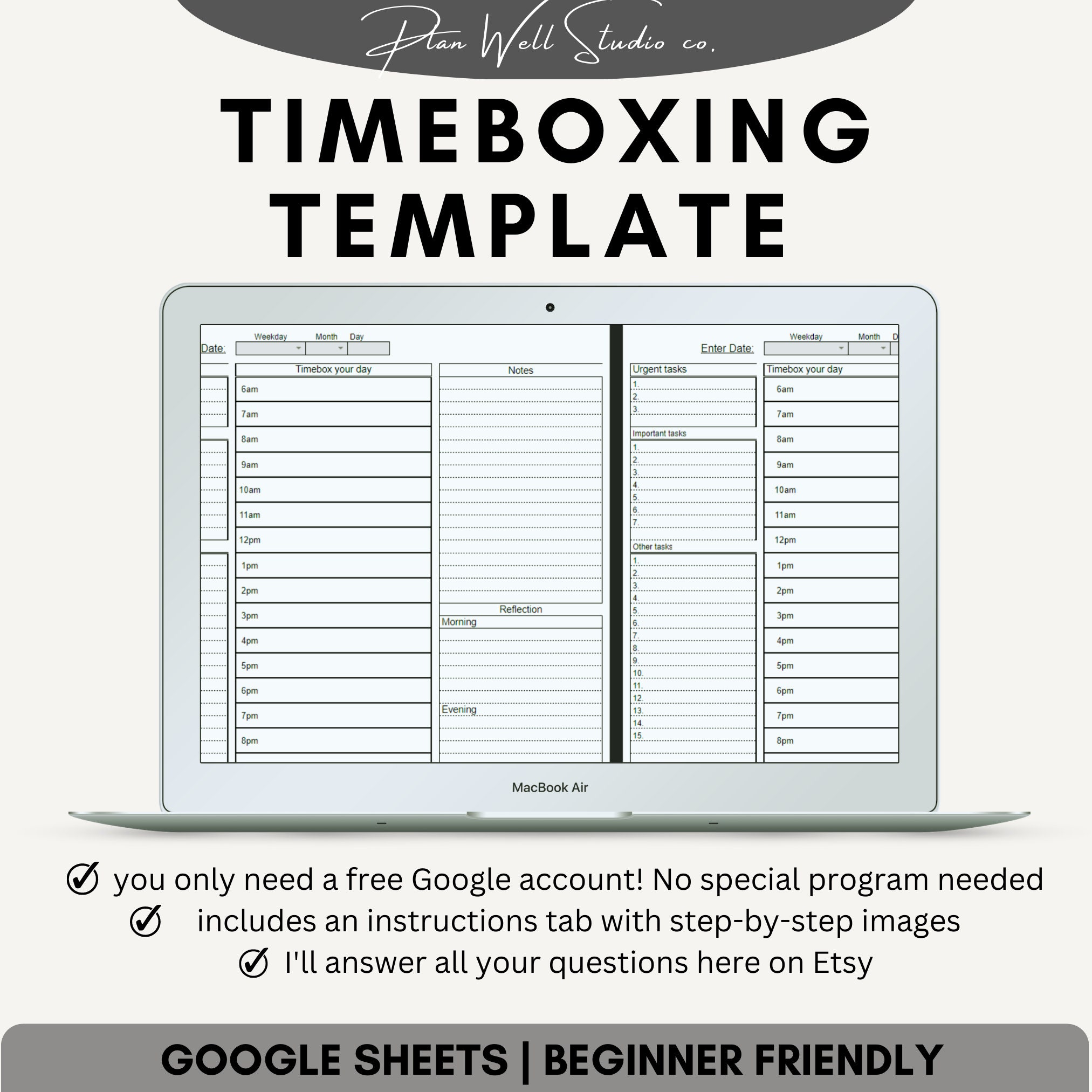 Timeboxing Template Excel Google Sheet Time Boxing to Do Etsy Timeboxing Template Excel Google Sheet Time Boxing to Do Etsy