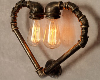 Vintage Water Pipe Wall Lamp - Industrial Style Wrought Iron Creative Lighting for Bars, Cafes, and Restaurants