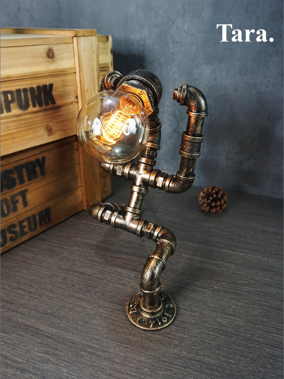 Vintage Industrial Robot Lamp Unique Iron Tube Lighting Etsy