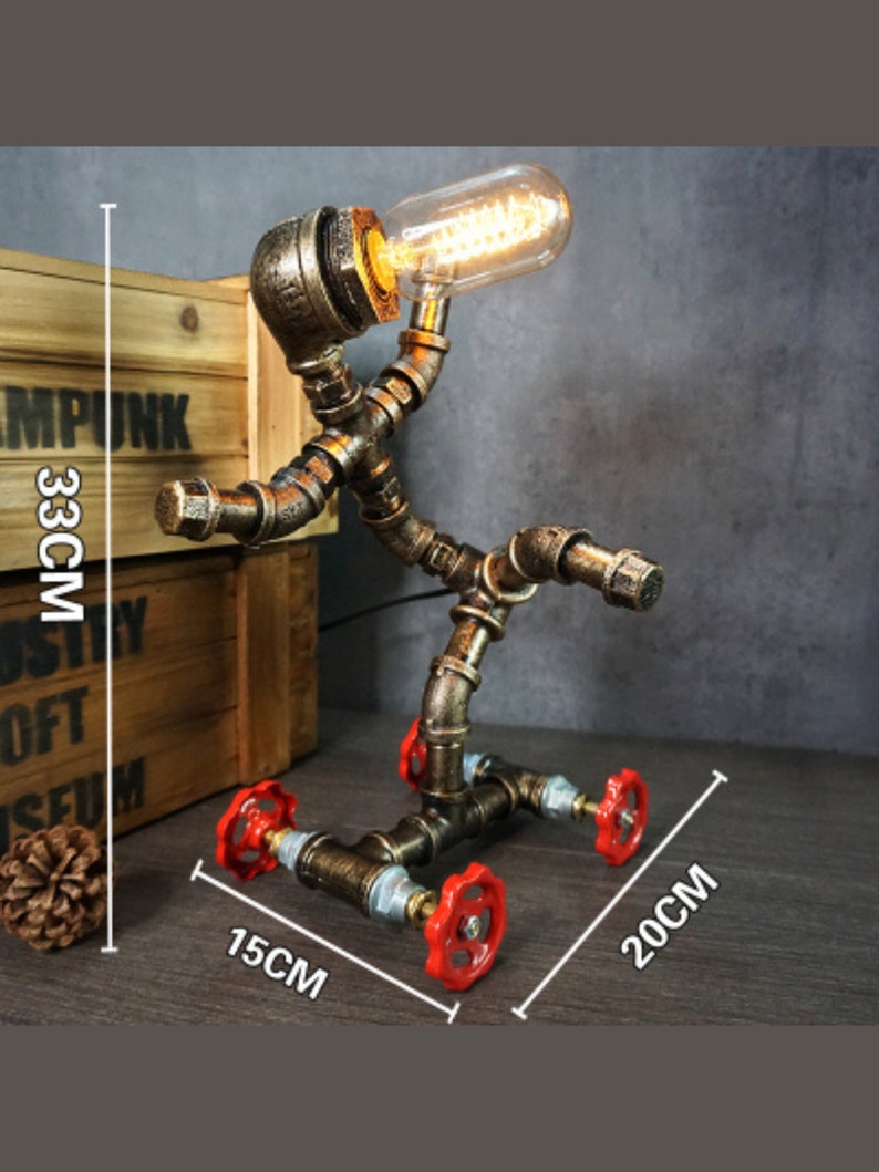 Vintage Industrial Robot Lamp Unique Iron Tube Lighting Etsy