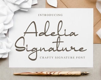 Adelia Signature Font, Fonts for Crafters, Rustic Fonts, Bold Fonts, Farmhouse Fonts, Country Fonts, Fonts for Cricut, Procreate Fonts