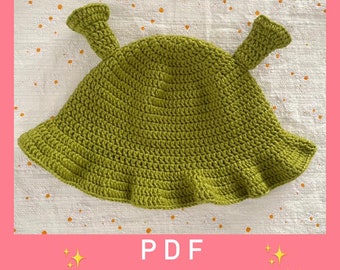 Crochet Shrek Bucket Hat PATTERN , Pdf Pattern