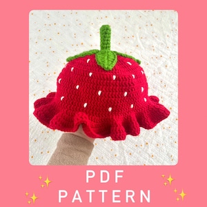 Crochet Strawberry Bucket Hat PATTERN , Pdf Pattern