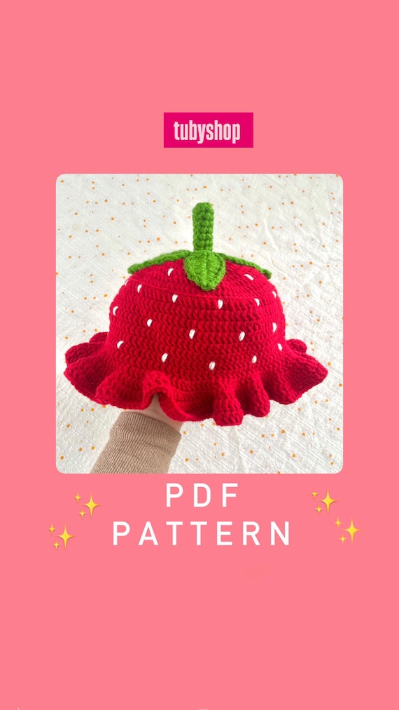 Crochet Strawberry Bucket Hat PATTERN , Pdf Pattern
